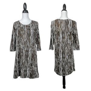Jones New York Sport | NWT Black Brown White Stripe Jersey Knit Shift Dress